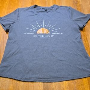 SHEIN Women XL Charcoal Gray Sun 'Be the Light' Round Neck Short Sleeve Shirt